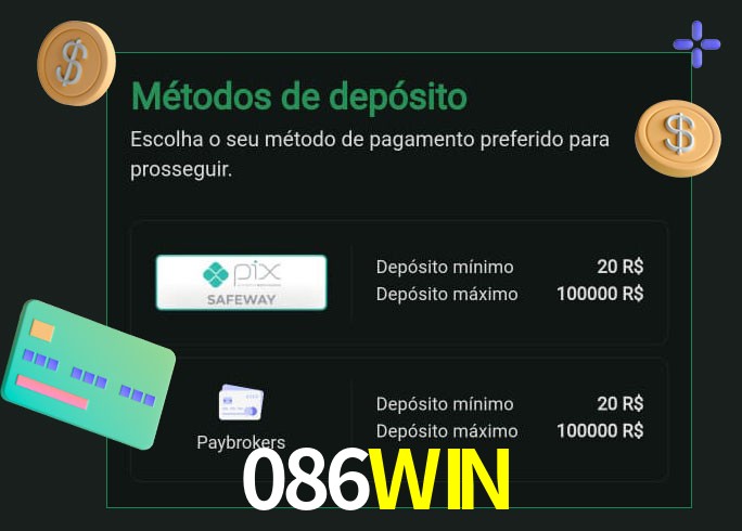 O cassino 086WIN oferece uma grande variedade de métodos de pagamento